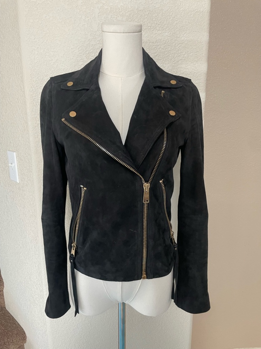 AllSaints | The Dalby Biker | Pristine Midnight Suede - Picture 3 of 10